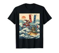 Samurai Warriors in Battle Ukiyo-e Style Japanese Wave T-Shirt