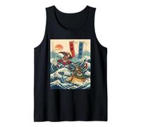 Samurai Warriors in Battle Ukiyo-e Style Japanese Wave Tank Top