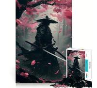 Samurai Warriors In Sakura 1000 Piece Jigsaw Puzzles for Adults Jigsaw Memory Gain Stress Release Design Assembly Xmas Gift (50x75cm)