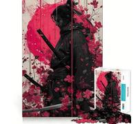 Samurai Warriors In Sakura Jigsaw Puzzles for Teenagers 1000 Pieces Wise Think Toy Leisure Fun Clear Cut Wall Art Decor (38x52cm)