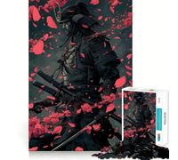 Samurai Warriors In Sakura Puzzle for Teenagers 1000 Pieces Mind Exercise Toy Gentle Relax Design Assembly Xmas Surprise (38x52cm)
