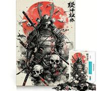 Samurai Watercolor Japan 1000 Piece Jigsaw Puzzles for Teenagers Mind Challenge Toy Quiet Hobby Precise Cut Seasonal Gift (50x75cm)