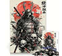 Samurai Watercolor Japan 1000 Piece Jigsaw Puzzles for Teenagers Mind Challenge Toy Quiet Hobby Precise Cut Seasonal Gift (50x75cm)