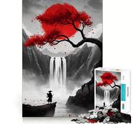Samurai Waterfall Landscape 1000 Piece Jigsaws for Teenagers Brain Tease Toy Soothing Play Premium Cut (38x52cm)