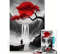Samurai Waterfall Landscape Adult Jigsaw Puzzles 1000 Pieces Brain Workout Toy Casual Relax Image Assembly Artistic Gift (50x75cm)