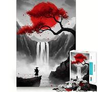 Samurai Waterfall Landscape Jigsaw Puzzles for Adults1000 Pieces Clear Logic Toy Leisure Time Perfect Cut Creative Gift (38x26cm)