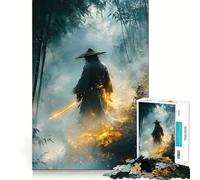 Samurai with Glowing Sword in Bamboo Forest 1000 Piece Jigsaw Puzzle for Adults Smart Reason Toy Home Enjoy Sharp Edge Santa Wish Item (38x26cm)