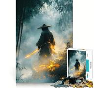 Samurai with Glowing Sword in Bamboo Forest 1000 Piece Jigsaw Puzzles for Teenagers Mind Challenge Toy Quiet Hobby Precise Cut Seasonal Gift (50x75cm)