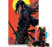Samurai with Red Eyes 1000 Piece Jigsaw Puzzles for Teenagers Jigsaw Think Game Calm Mind Quality Edge (38x52cm)