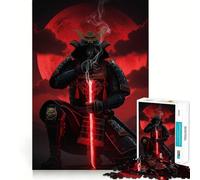 Samurai with Red Sword And Moon Puzzle for Teenagers 1000 Pieces Mind Exercise Toy Gentle Relax Design Assembly Xmas Surprise (38x52cm)