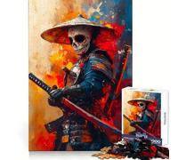 Samurai with Sugar Skull Mask for Adults 1000 Piece Jigsaw Puzzle Mind Exercise Toy Family Joy Precision Cut Lovely Gift (50x75cm)