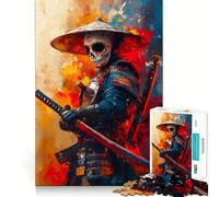 Samurai with Sugar Skull Mask for Adults 1000 Piece Jigsaw Puzzle Mind Exercise Toy Family Joy Precision Cut Lovely Gift (50x75cm)