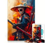 Samurai with Sugar Skull Mask Jigsaw Puzzle 1000 Piece for Adults Smart Reason Toy Home Pastime Smooth Edge Art Collectible (38x26cm)
