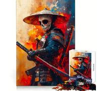 Samurai with Sugar Skull Mask Jigsaw Puzzles 1000 Piece for Adults Think Smart Toy Together Fun Accurate Cut Art Display (38x52cm)