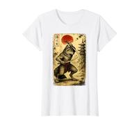 Samurai Wolf Japanese Vintage Funny Graphic tee Value Graphic T-Shirt, Women, White, S