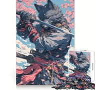 Samurai Wolf Under Sakura 1000 Piece Jigsaw Puzzles for Teenagers Jigsaw Recall Build Easy Leisure Neat Cut Santa Wish Gift (38x52cm)