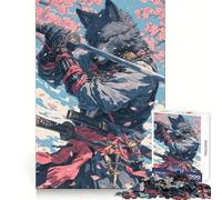 Samurai Wolf Under Sakura Jigsaw Puzzles for Adults1000 Pieces Clear Logic Toy Leisure Time Perfect Cut Creative Gift (50x75cm)