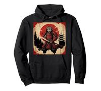 Samurai Wolf Warrior Dark Japanese Mythology Ink Art Pullover Hoodie