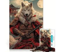 Samurai Wolf White Warrior 1000 Piece Jigsaw Puzzles for Teenagers Memory Boost Home Leisure Image Assembly Lovely Gift (38x26cm)