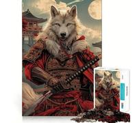 Samurai Wolf White Warrior for Adults 1000 Piece Jigsaw Puzzle Mind Exercise Toy Family Joy Precision Cut Lovely Gift (38x52cm)