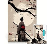 Samurai Woman Cherry Blossom 1000 Piece Jigsaw Puzzles for Teenagers Memory Boost Home Leisure Image Assembly Lovely Gift (50x75cm)