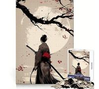 Samurai Woman Cherry Blossom 1000 Pieces Jigsaw Puzzles for Teenagers Solid Logic Toy Peaceful Fun Precision Cut Amazing Present (38x26cm)