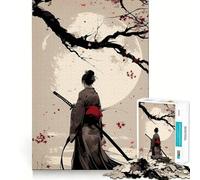 Samurai Woman Cherry Blossom 1000 Pieces Jigsaw Puzzles for Teenagers Solid Logic Toy Peaceful Fun Precision Cut Amazing Present (38x26cm)