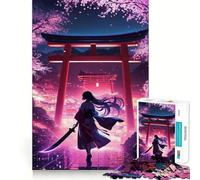 Samurai Woman in Cherry Blossom 1000 Piece Jigsaw Puzzles for Adults Smart Reason Toy Quiet Fun Smooth Edge Festival Gift (38x26cm)