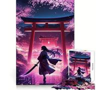 Samurai Woman in Cherry Blossom Jigsaw Puzzle 1000 Piece for Teenagers Logic Train Toy Light Relax Smooth Cut Wall Art Decor (38x52cm)
