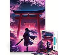 Samurai Woman in Cherry Blossom Jigsaw Puzzle 1000 Piece for Teenagers Logic Train Toy Light Relax Smooth Cut Wall Art Decor (38x52cm)