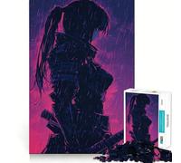 Samurai Woman in Rain 1000 Pieces Jigsaw Puzzles for Adults Memory Boost Home Pastime Image Assembly Wall Art Decor (50x75cm)