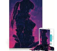 Samurai Woman in Rain Jigsaw Puzzles 1000 Pieces for Adults Brain Skill Stress Release Exact Edge Wall Art Decor (38x26cm)