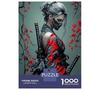 Samurai Woman Jigsaw Puzzle for Adults 1000 Piece Jigsaw Puzzle Sakura Flowers Relaxing Home Decor Gift 70x50cm/1000pcs