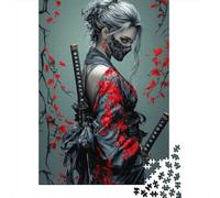 Samurai Woman Jigsaw Puzzle for Adults 1000 Pieces Puzzle Game Cherry Blossom Scene Family Relaxation 70x50cm/1000pcs