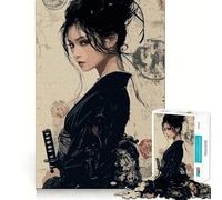Samurai Woman Portrait 1000 Pieces Jigsaw Puzzles for Teenagers Solid Logic Toy Peaceful Fun Precision Cut Amazing Present (38x26cm)
