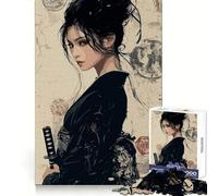 Samurai Woman Portrait Jigsaw Puzzles 1000 Pieces for Adults Logic Sense Toy Leisure Time Smooth Edge Seasonal Gift (50x75cm)