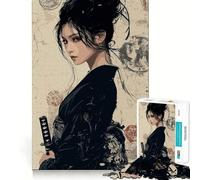 Samurai Woman Portrait Jigsaw Puzzles 1000 Pieces for Adults Logic Sense Toy Leisure Time Smooth Edge Seasonal Gift (50x75cm)