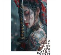Samurai Woman Rain 1000 Piece Premium Cardstock Diy Jigsaw Puzzle Jigsaw Collectors Brain Training Wall Decor 52x38cm/1000pcs