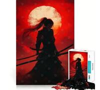Samurai Woman Silhouette 1000 Pieces Jigsaw Puzzles for Teenagers Enhance Memory Easy Leisure Firm Cut Wall Art Decor (50x75cm)