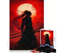 Samurai Woman Silhouette 1000 Pieces Jigsaw Puzzles for Teenagers Enhance Memory Easy Leisure Firm Cut Wall Art Decor (50x75cm)
