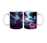 Samurai Woman White Coffee Mug with Handle Personalized Ceramic Cup Gift for Men Women