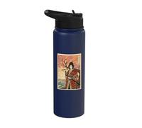 Samurai Woman with Cherry Blossom Tree Stainless Steel Insulated Water Bottle