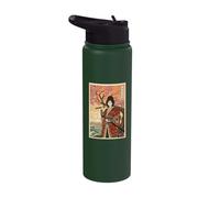 Samurai Woman with Cherry Blossom Tree Stainless Steel Insulated Water Bottle