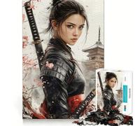 Samurai Woman with Katana 1000 Piece Jigsaw Puzzles for Adults Jigsaw Think Toy Home Enjoy Fine Cut Santa Wish Gift (38x52cm)