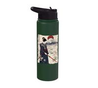 Samurai Woman with Katana Sakura Mount Fuji Rising Sun Stainless Steel Insulated Water Bottle