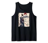 Samurai Woman with Katana Sakura Mount Fuji Rising Sun Tank Top