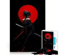 Samurai Woman with Red Moon 1000 Piece Jigsaw Puzzles for Adults Mind Skill Toy Casual Relax Design Assembly Art Collection Piece (38x52cm)