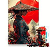 Samurai Woman with Red Moon 1000 Piece Jigsaw Puzzles for Adults Mind Skill Toy Casual Relax Design Assembly Art Collection Piece (50x75cm)