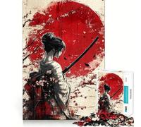 Samurai Woman with Red Sun 1000 Piece Jigsaw Puzzles for Adults Smart Reason Toy Quiet Fun Smooth Edge Festival Gift (50x75cm)