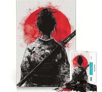 Samurai Woman with Red Sun 1000 Piece Jigsaws for Adults Puzzle Strengthen Memory Warm Time Clean Edge (38x52cm)